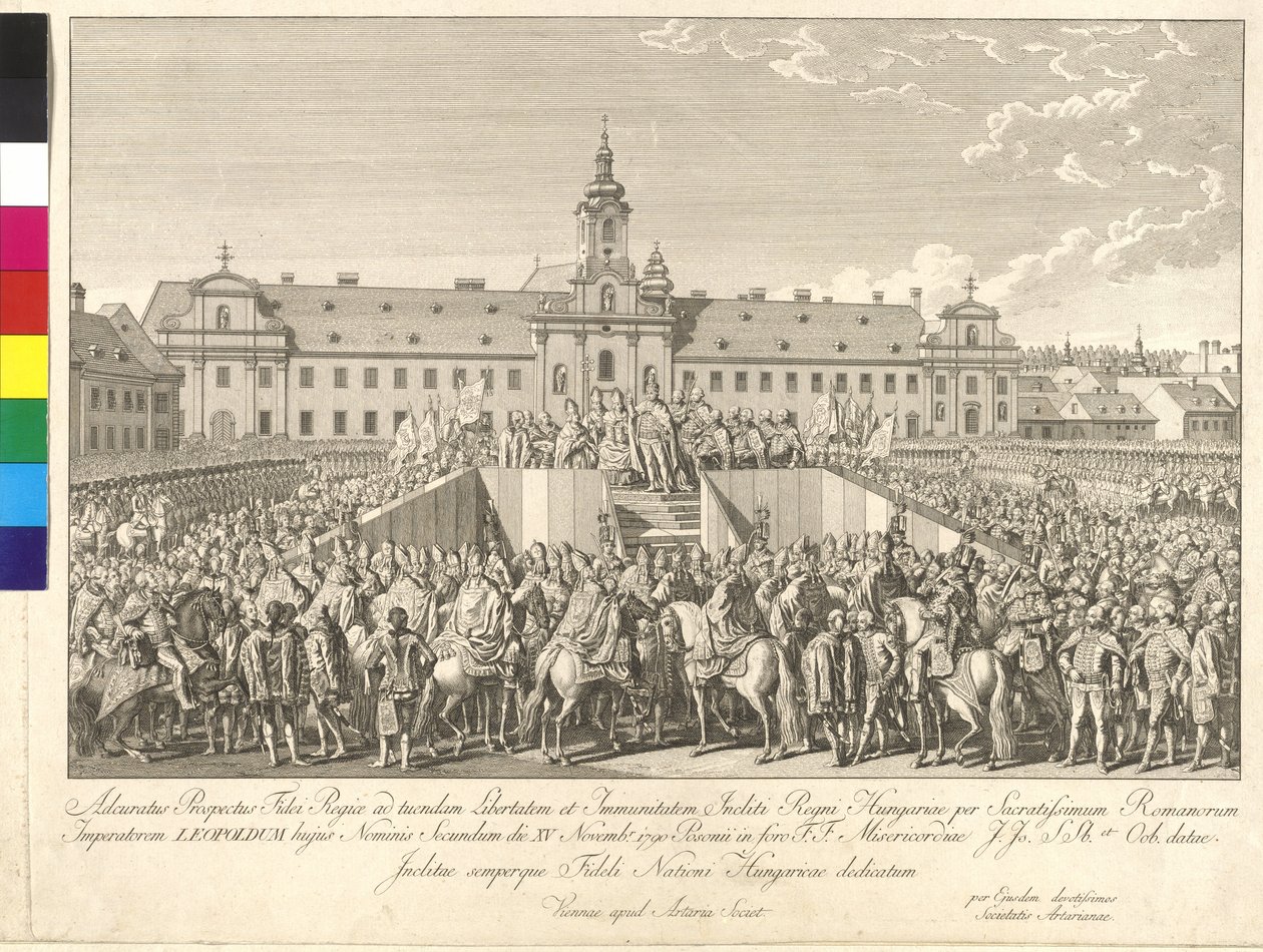 Coroação do Imperador Leopoldo II ao Rei da Hungria em Bratislava, em 15 de novembro de 1790 de Johann Ernst Mansfeld
