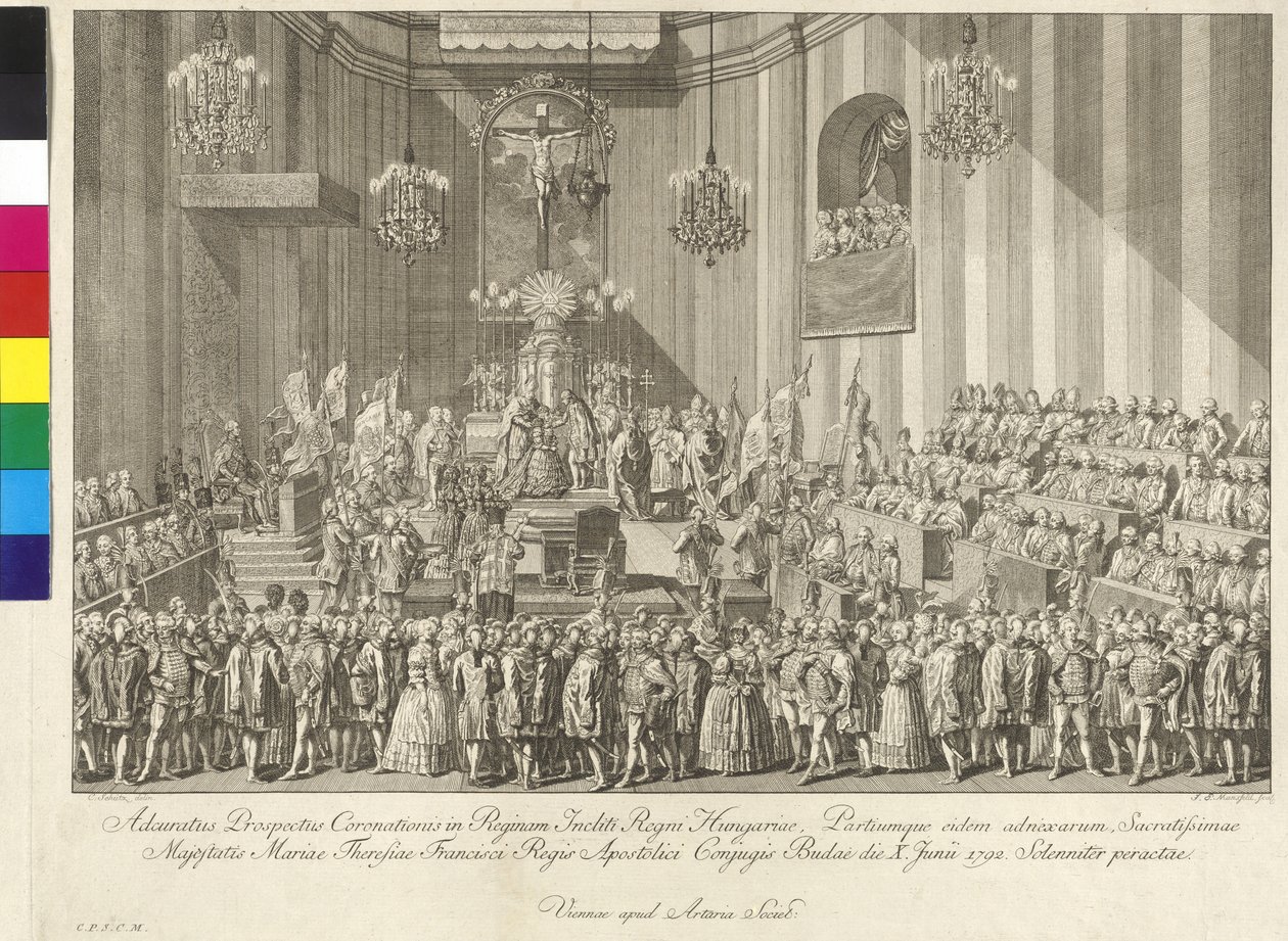 Coroação da imperatriz Maria Teresa a Rainha da Hungria em 10 de junho de 1792 em Budapeste de Johann Ernst Mansfeld