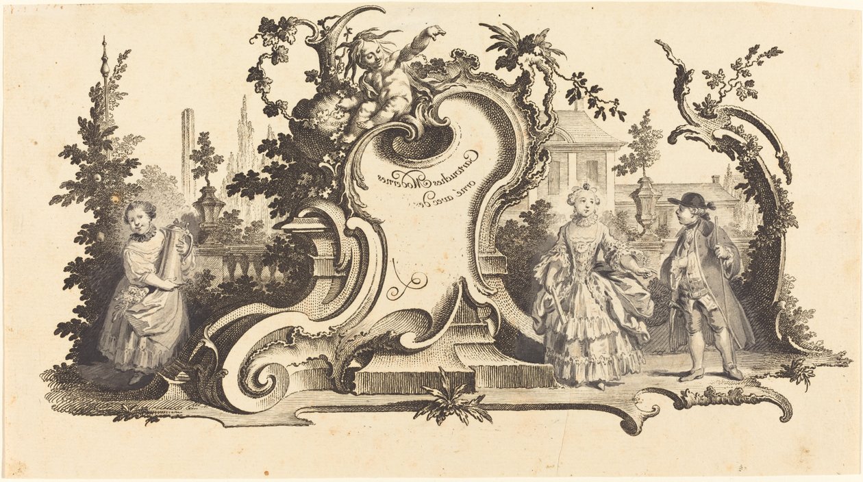 Cartuchos modernos adornados com [Diferentes Figuras] (Placa VI-1 do conjunto) de Johann Esaias Nilson