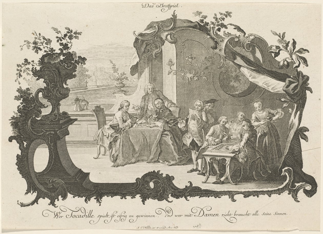 Das Brettspiel (Senhoras e Senhores Jogando Jogos de Tabuleiro) de Johann Esaias Nilson