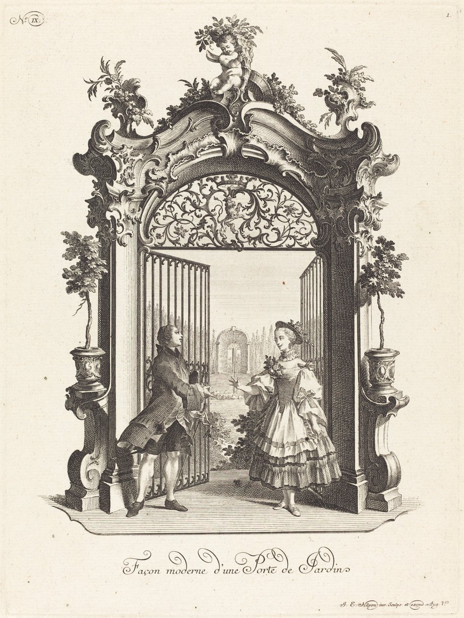 Maneira moderna de uma porta de jardim (uma porta de jardim no estilo moderno) de Johann Esaias Nilson