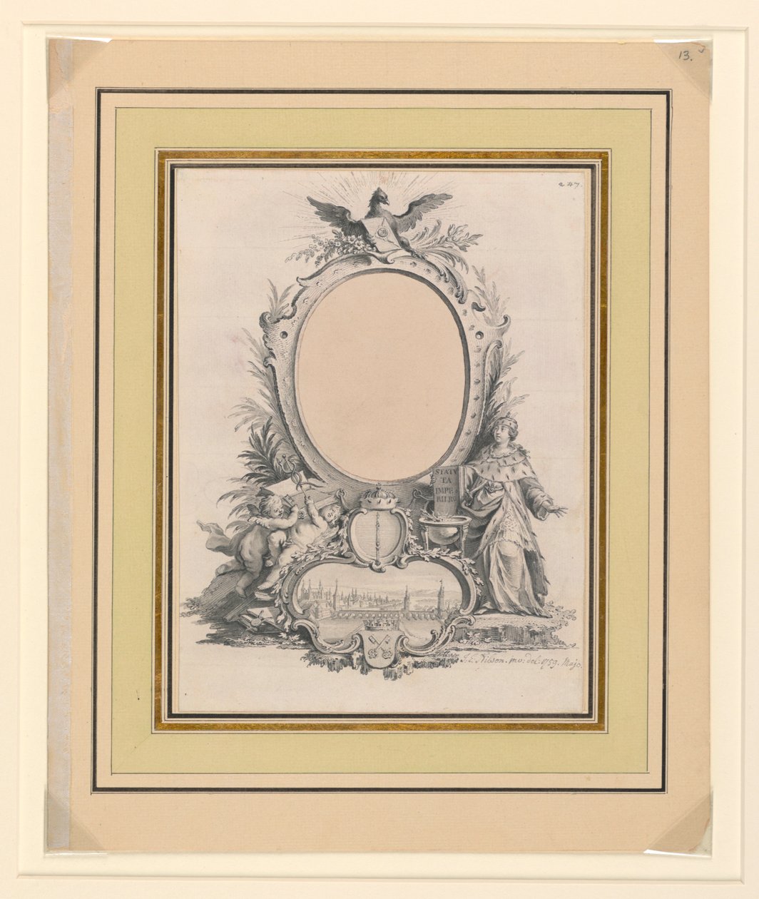 Design para a moldura do retrato de Frederico V, Rei da Dinamarca de Johann Esais Nilson