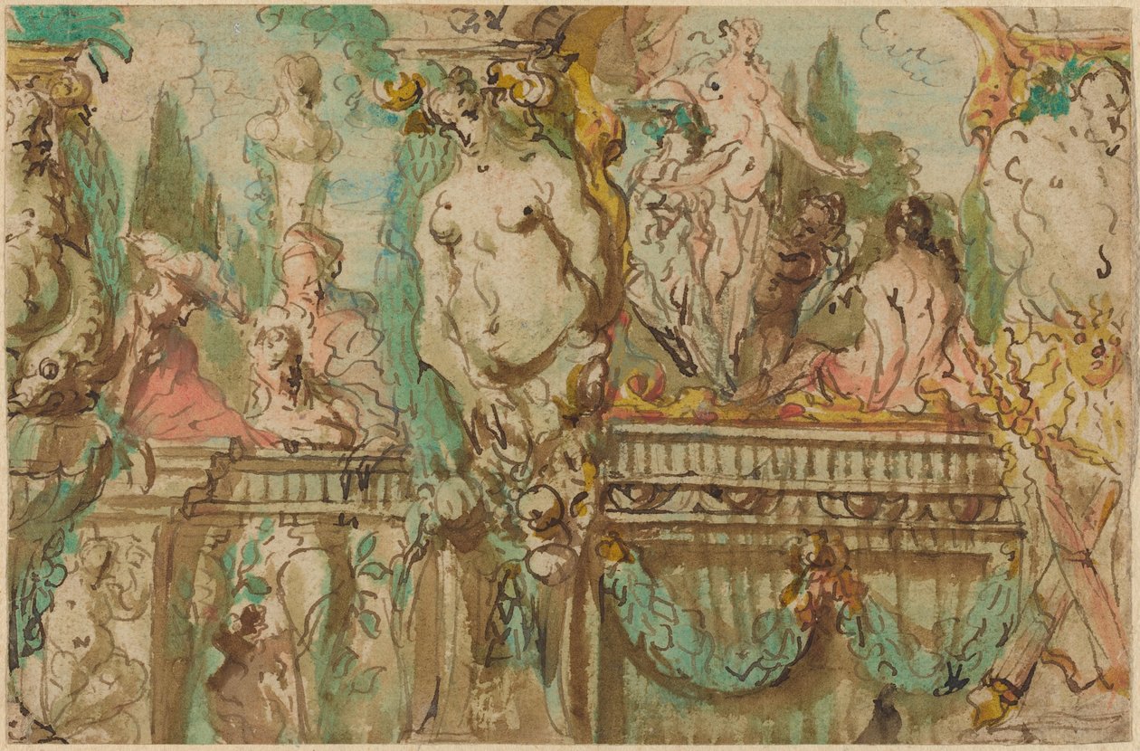 Um projeto de teto com figuras alegóricas de Johann Evangelist Holzer