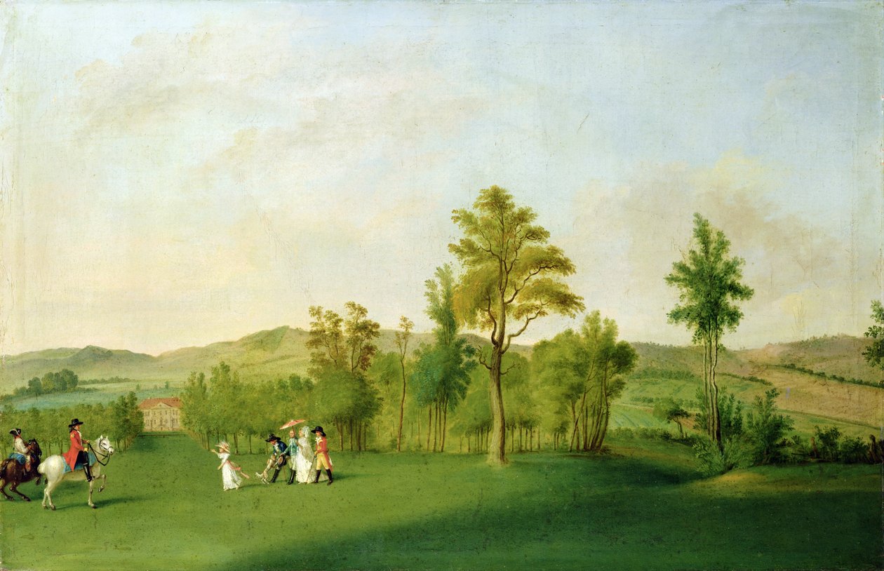 Paisagem com figuras de Johann F.A. school of Tischbein