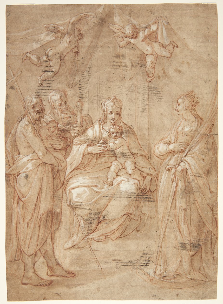 Madonna com o bebê ao lado dela de Johann Freyberger