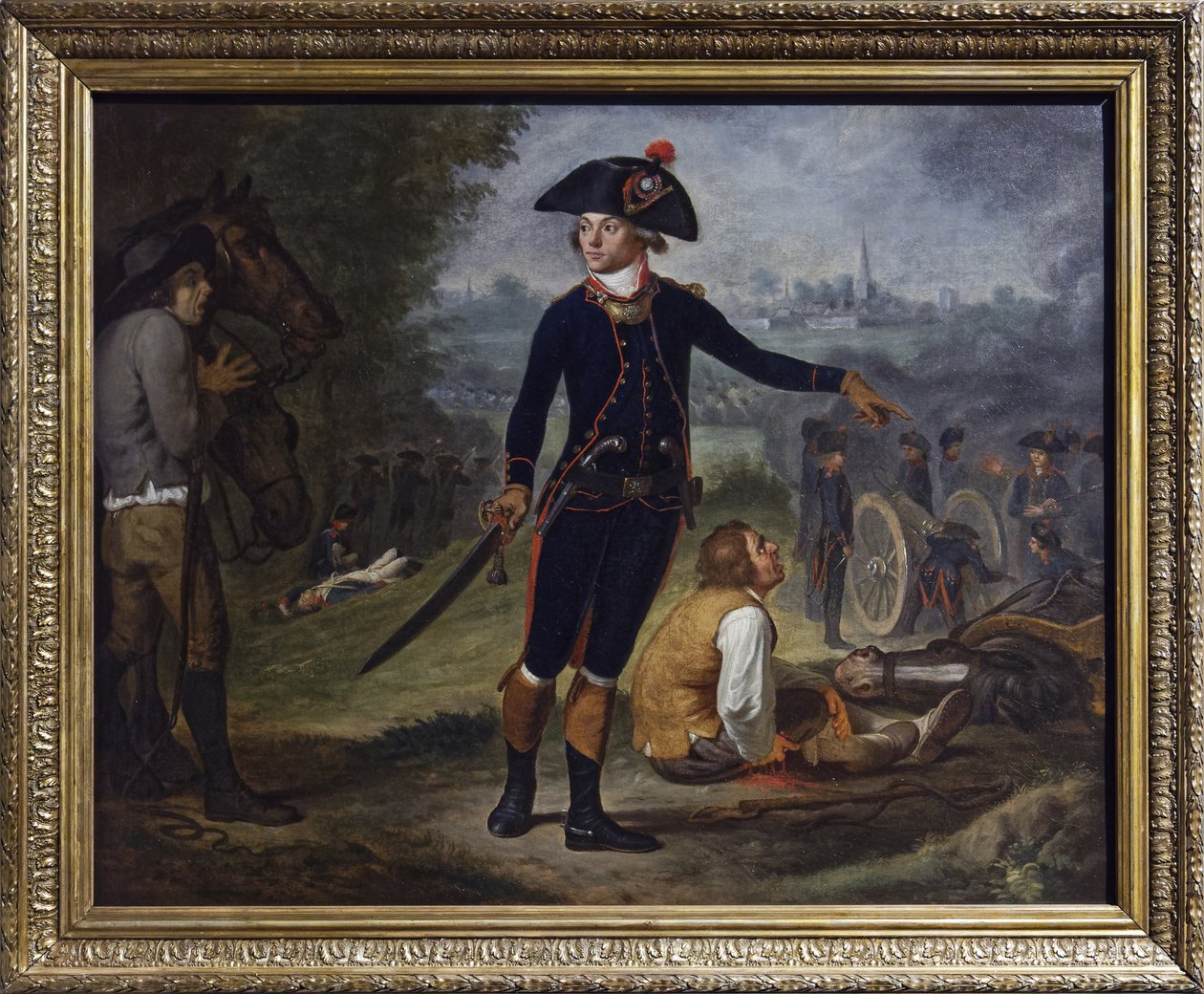 Oficial de artilharia no cerco de uma cidade, c.1795 (óleo sobre tela) de Johann Friedrich (after) Dryander