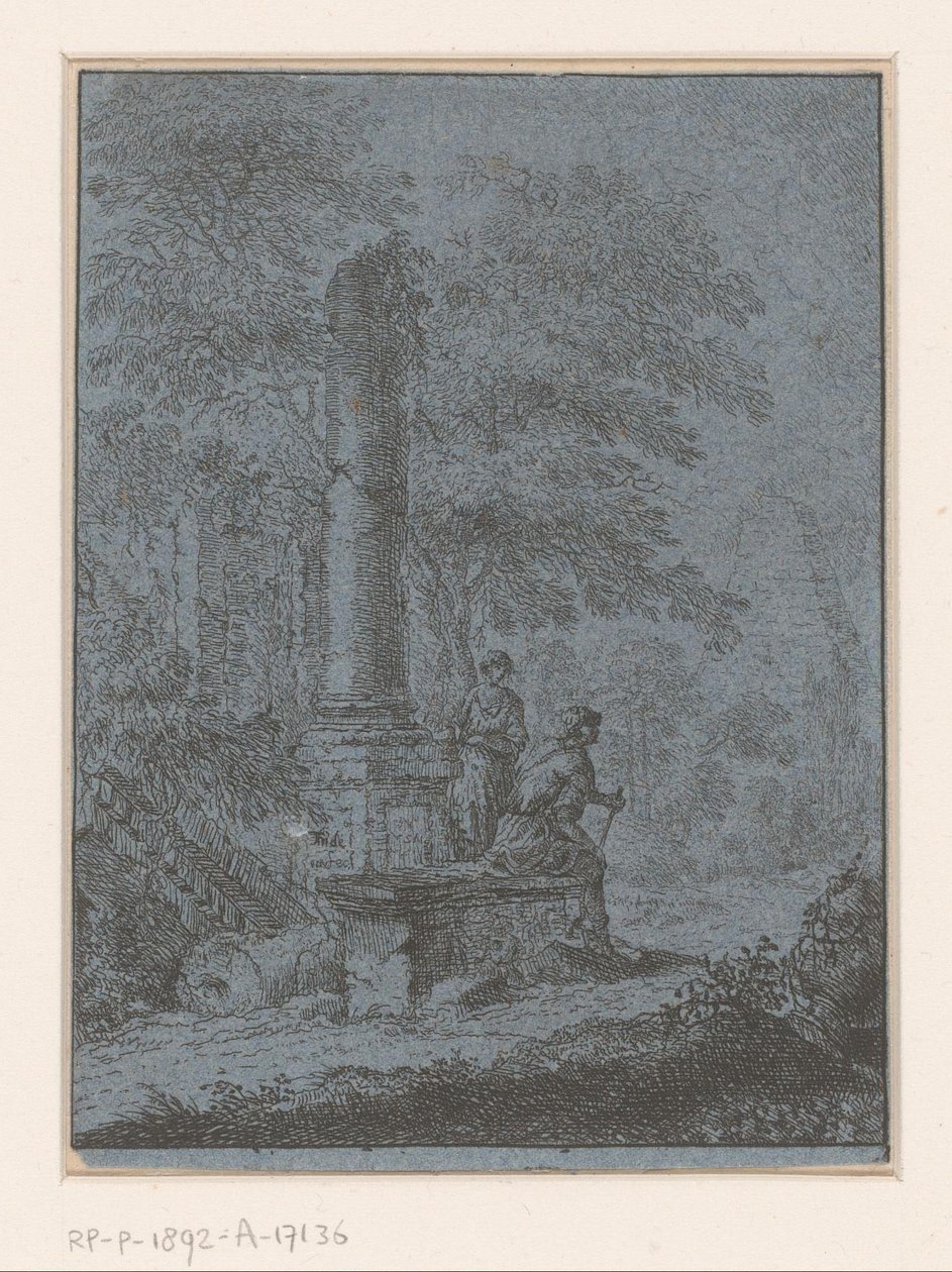 Paisagem com ruínas e duas figuras de Johann Friedrich Alexander Thiele