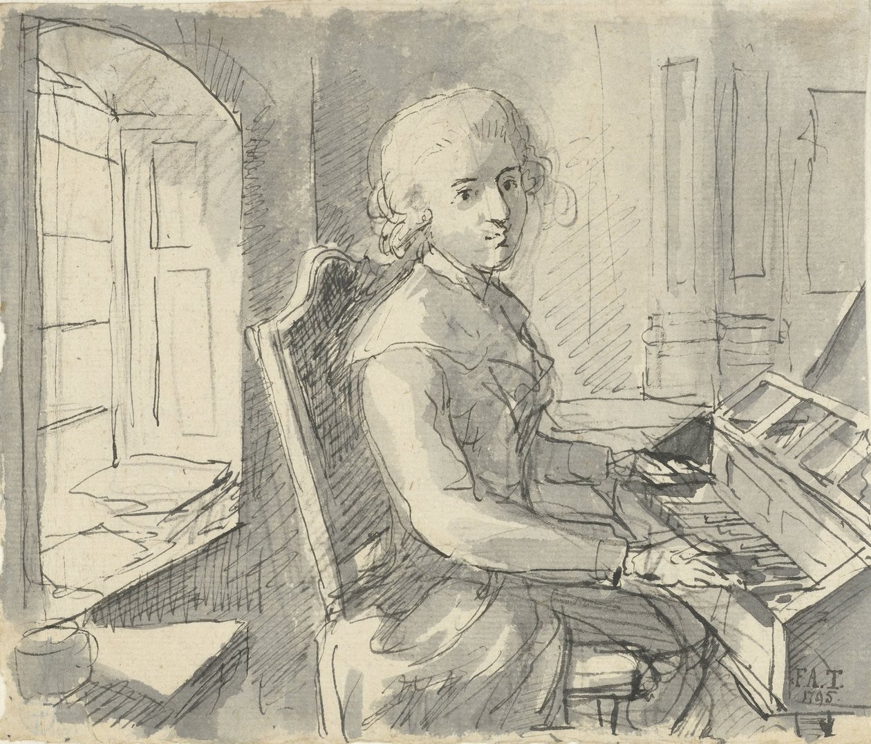 Um pianista sentado no teclado de Johann Friedrich August Tischbein