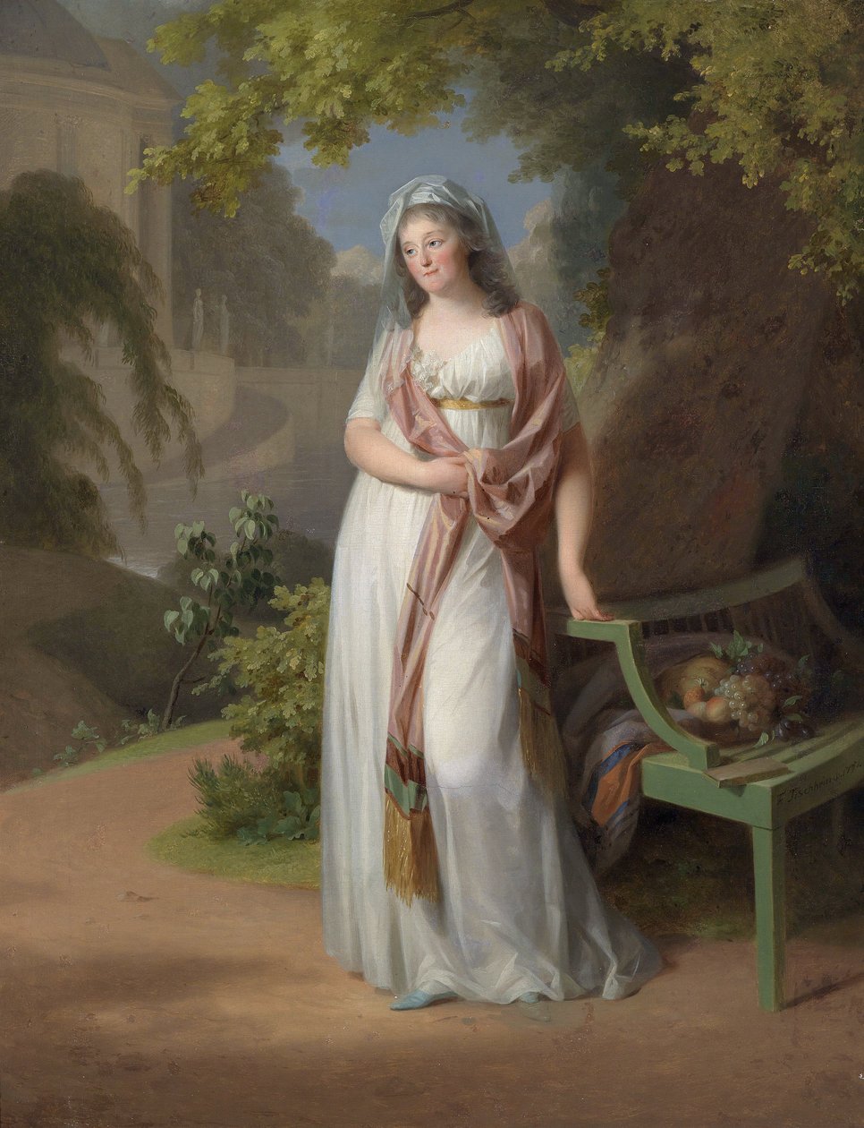 Retrato de Margravine Luise von Anhalt-Dessau (Anhalt Dessau) (1750-1811) (Louise de Brandenburg Schwedt) par Tischbein, Johann Friedrich August (1750-1812). Óleo sobre tela, tamanho : 94x72 de Johann Friedrich August Tischbein