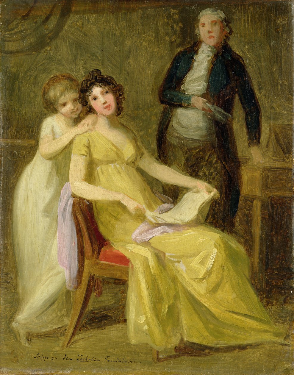 Esboço para um retrato de grupo da família bancária Loehr, c.1801-02 de Johann Friedrich August Tischbein
