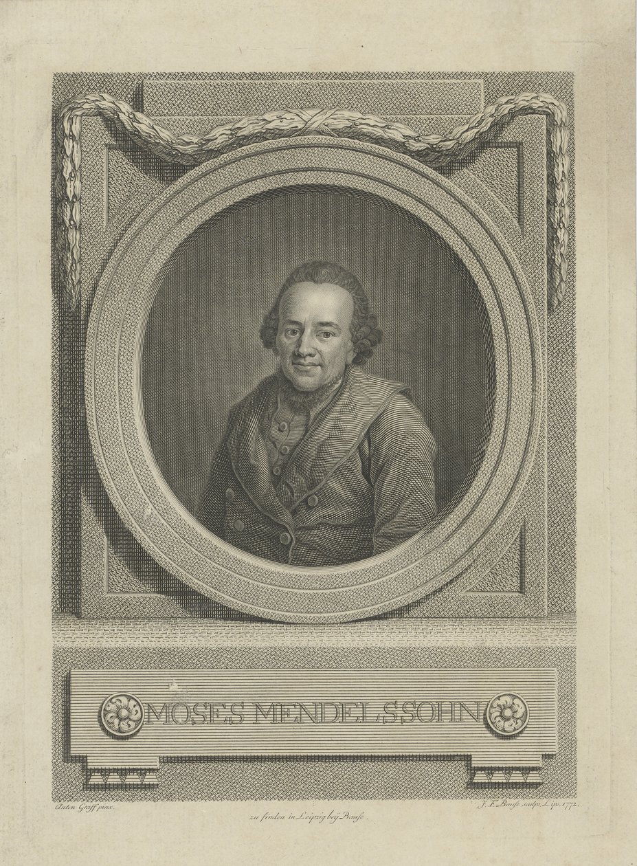 Retrato de Moses Mendelssohn 1729-1786, 1772. de Johann Friedrich Bause