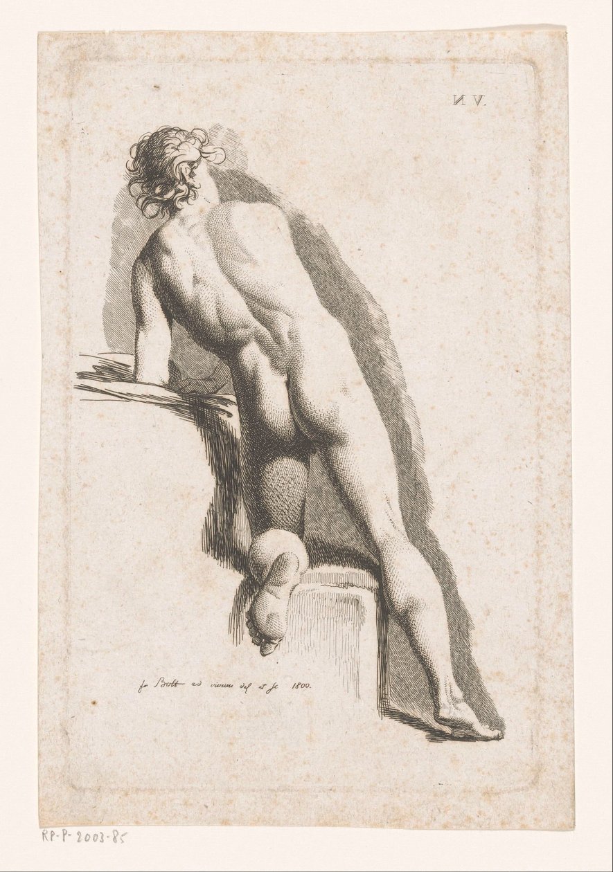 Ajoelhado macho nu, visto por trás de Johann Friedrich Bolt