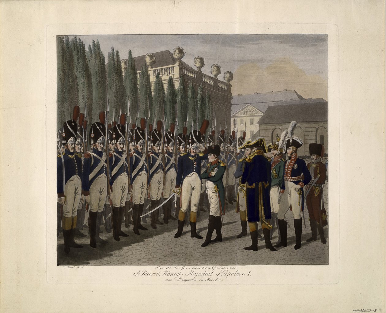 Desfile da Guarda Francesa no Lustgarten em Berlim em 1806, 1806 de Johann Friedrich Jügel