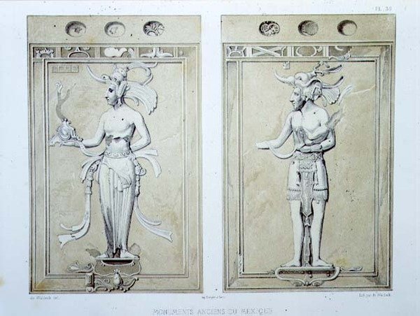 Placa 39 de "Ancient Monuments of Mexico", gravada pelo artista de Johann Friedrich Maximilian von Waldeck