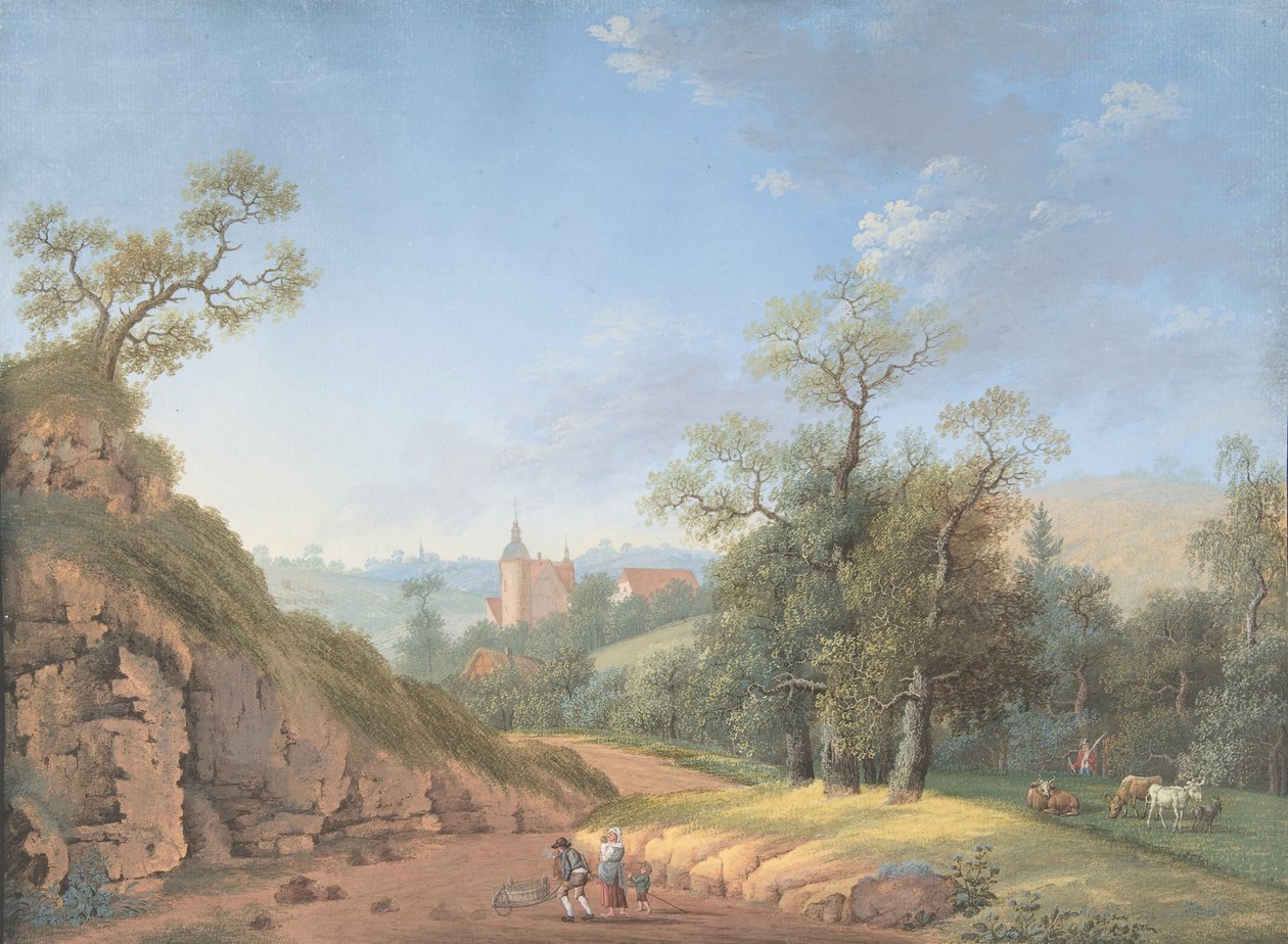 Família Camponesa numa Paisagem, finais do século XVIII-XIX. de Johann Friedrich Nagel
