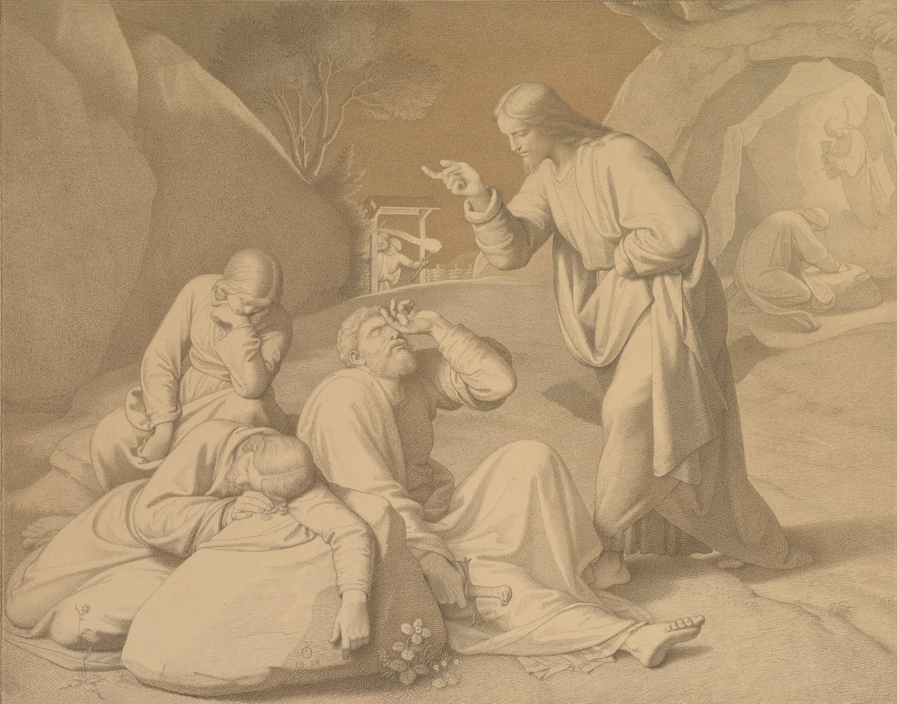 Cristo no Jardim do Getsêmani, 1848. de Johann Friedrich Overbeck