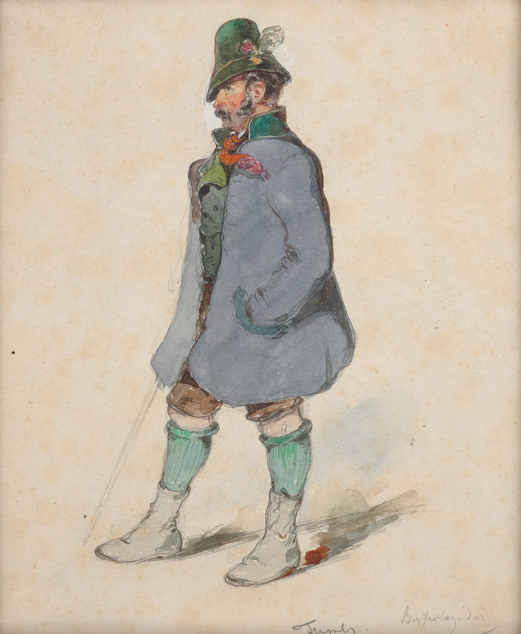 Agricultor em traje tradicional de Berchtesgaden de Johann Friedrich Treml