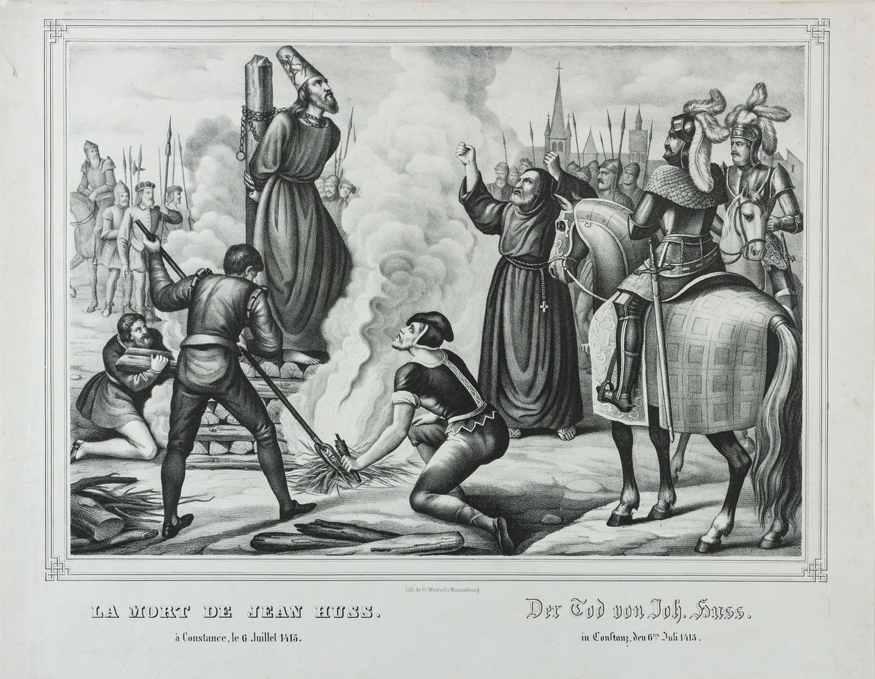 A morte de Jan Hus em Constança, em meados do século XIX. de Johann Friedrich Wentzel