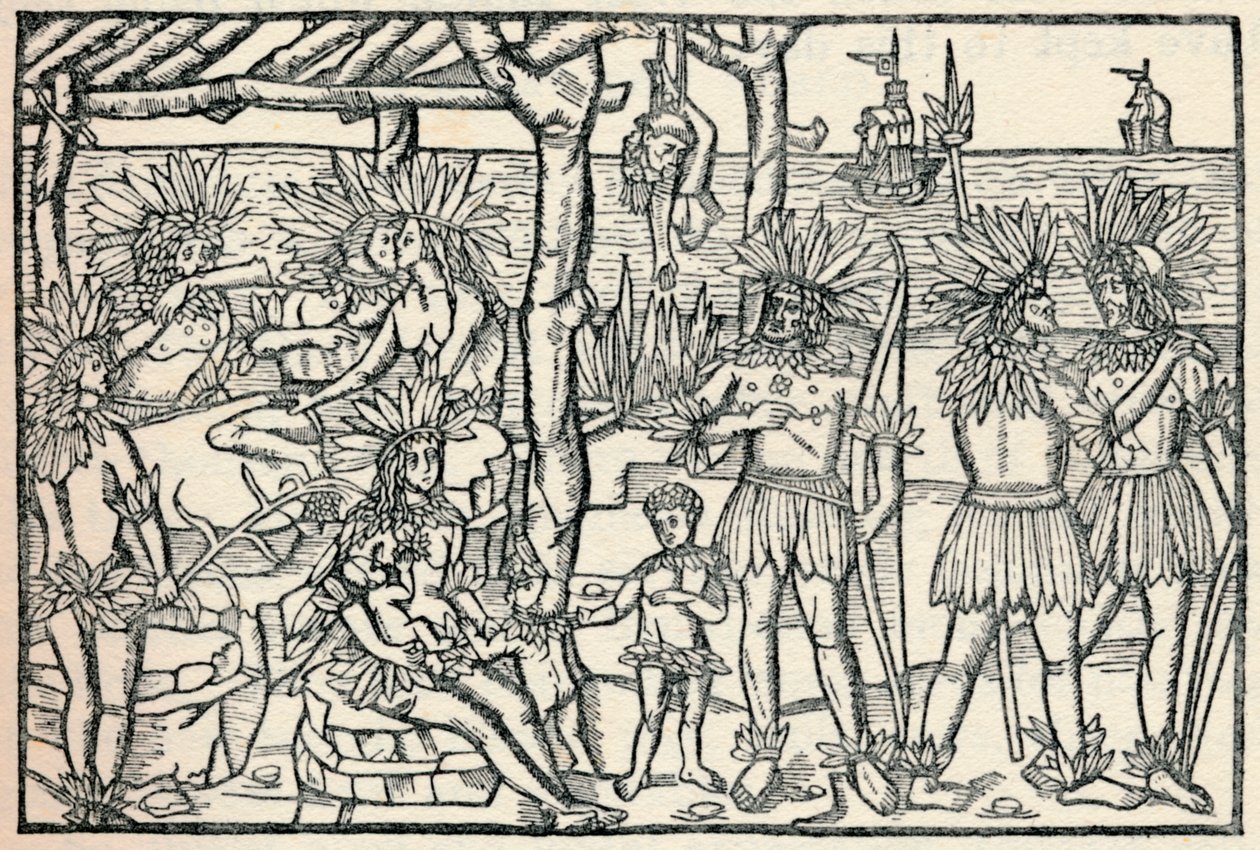 A Primeira Representação do Povo do Novo Mundo, 1505, 1912 de Johann Froschauer