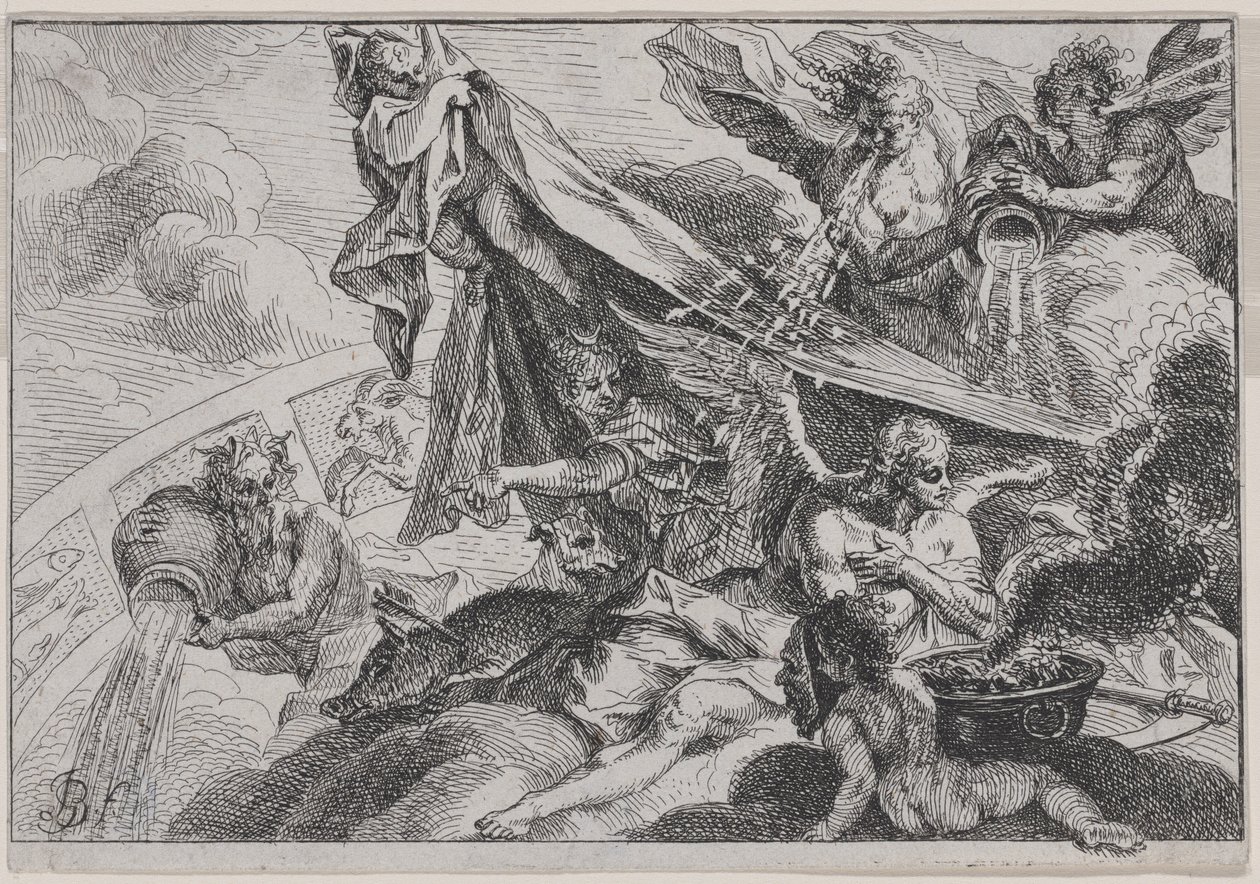 Alegoria do Inverno com Diana, a Caçadora de Johann Georg Bergmuller