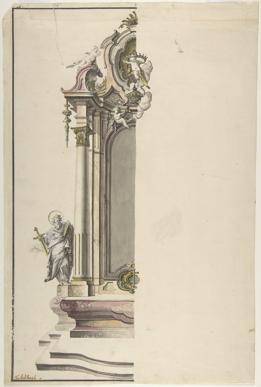Projeto para Altar Edicular com São Paulo à Esquerda, meados do século XVIII. de Johann Georg Dirr