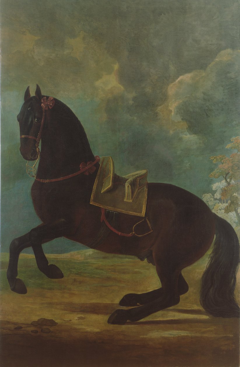 O garanhão da baía com sela espanhola de Johann Georg Hamilton