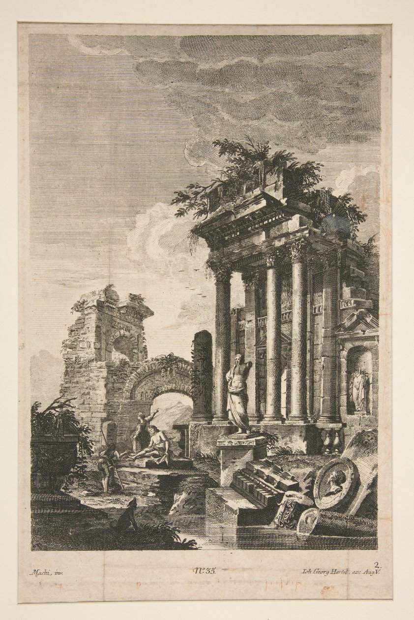Capriccio com ruínas romanas de Johann Georg Hertel