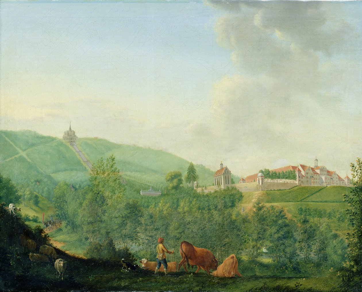 Castelo de Weissenstein, perto de Kassel (Wilhelmshoehe), 1778 de Johann Georg Pforr