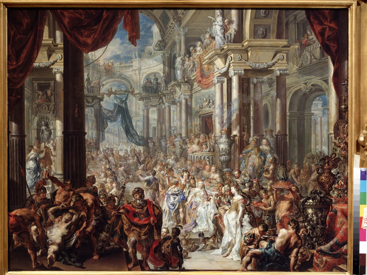 A parábola da festa de casamento. A parábola das bodas. Pintura de Johann Georg Platzer (1704-1761) de Johann Georg Platzer