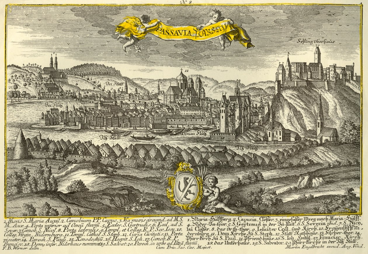 Passau, c1740. de Johann Georg Ringlin