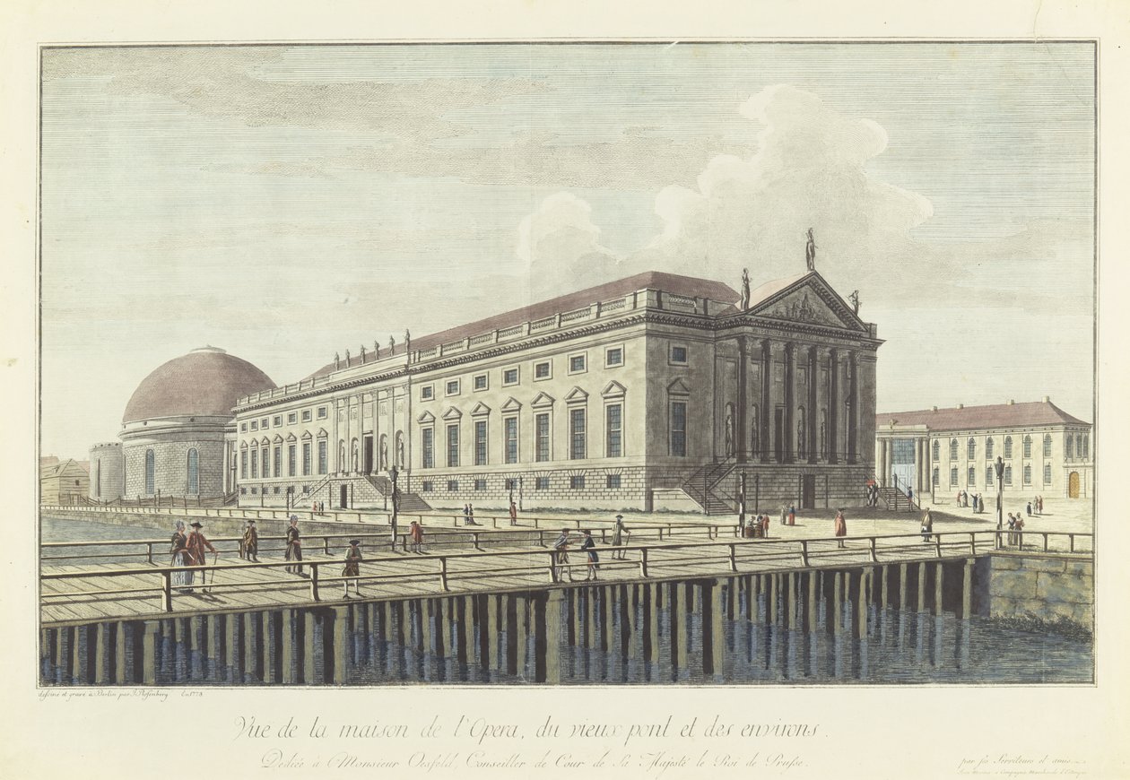 A Opera House, Berlim (gravura em cobre) de Johann Georg Rosenberg