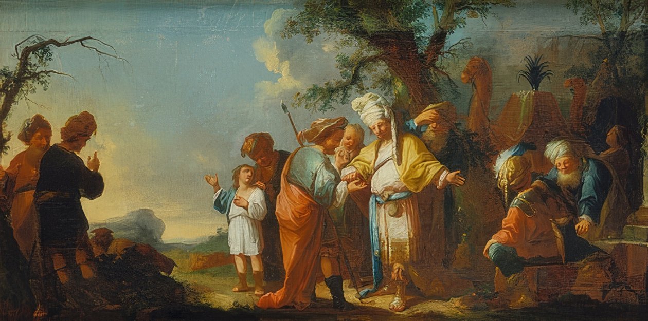 José é vendido aos midianitas. Por volta de 1759-63 de Johann Georg Trautmann