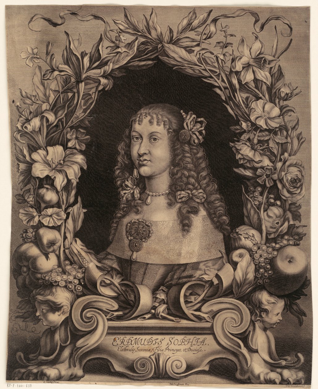 Retrato de Erdmuthe Sophia, Margravina de Brandemburgo-Bayreuth de Johann Georg Waldreich