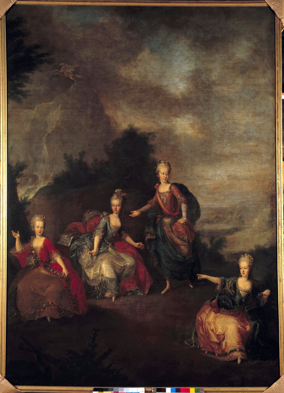 Representação da ópera italiana "Parnasso Confuso" de Christoph Willibald Gluck por ocasião do casamento de José II com Marie Josephine Antoinette de Baviere, no castelo de Schonbrunn (Schoenbrunn), em 24/01/1765 pelo arquiduque de Johann Georg Weikert