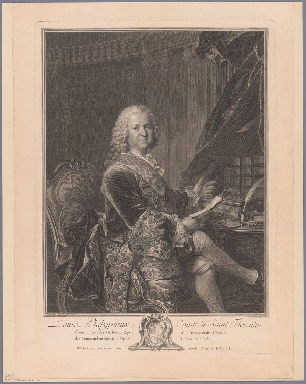 Portret van Louis Phélypeaux de Saint-Florentin de Johann Georg Wille