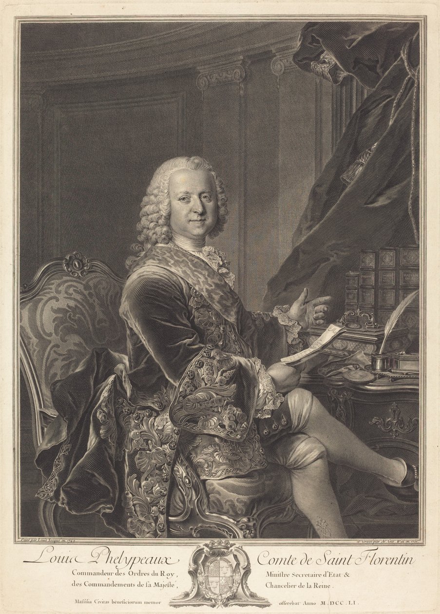 Louis Phelypeaux, Conde de São Florentino de Johann Georg Wille after Louis Tocqué
