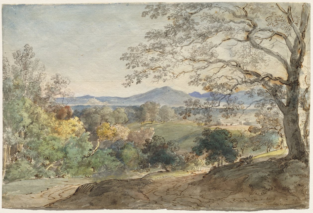 Uma vista sobre o Vale Inn para os Alpes e Neubeuern de Johann Georg von Dillis