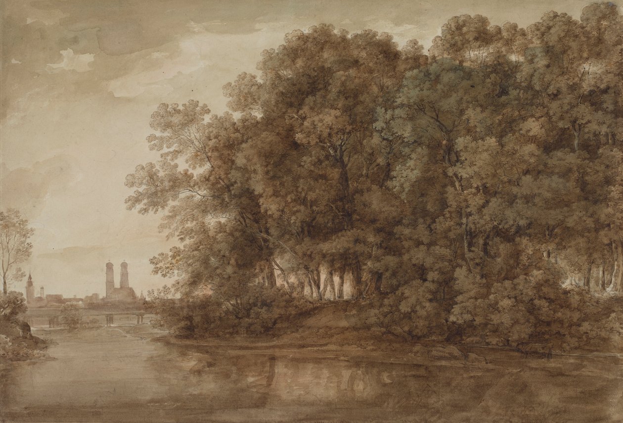 Vista de Munique a partir do Praterinsel de Johann Georg von Dillis