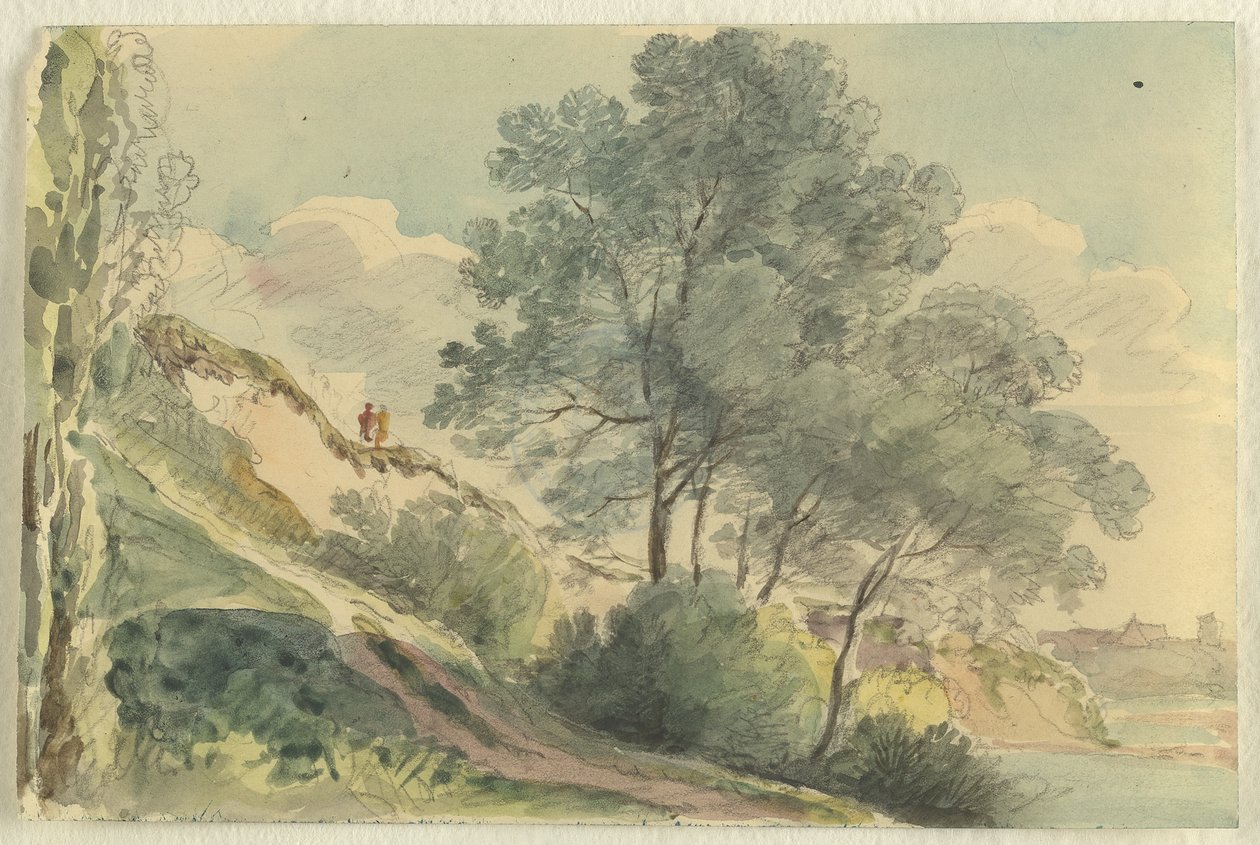 Encostas do rio Isar com árvores de Johann Georg von Dillis