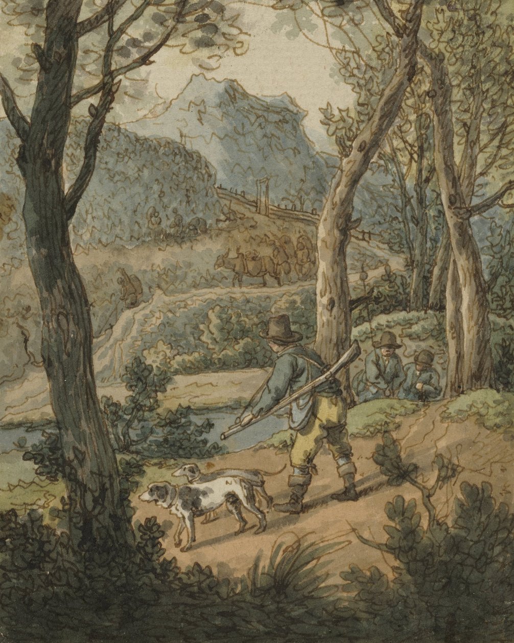 Caçador com dois cães de Johann Georg von Dillis