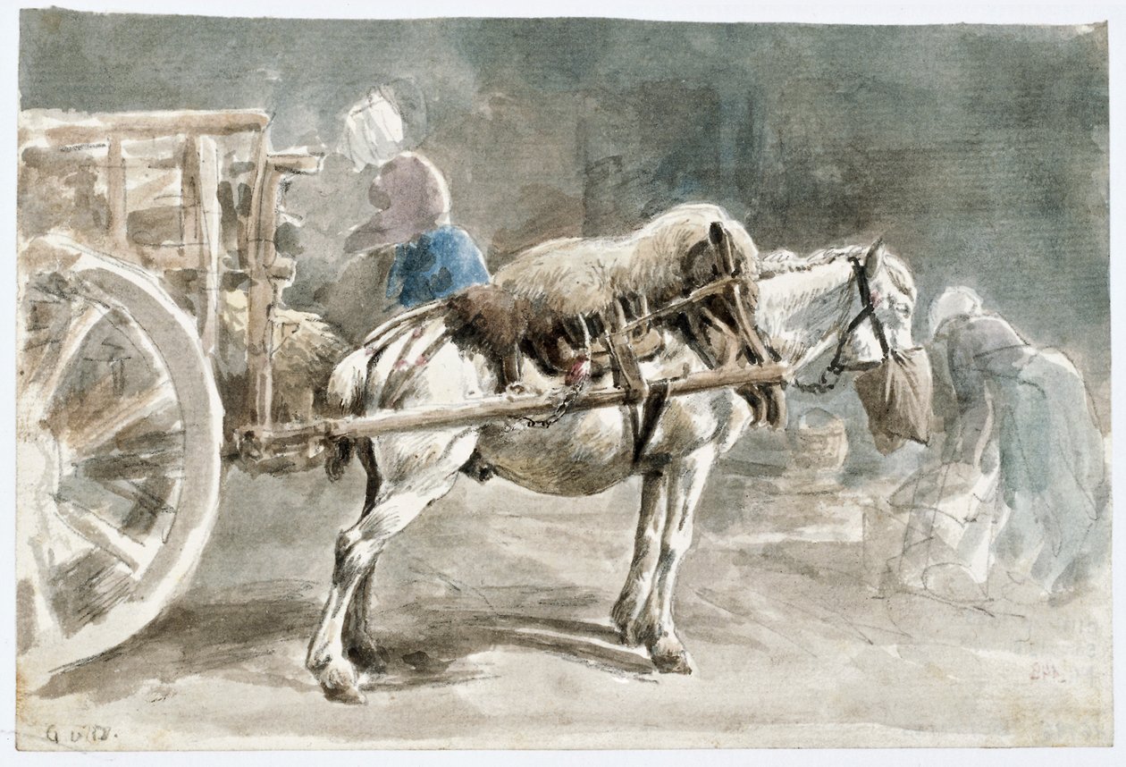 Cavalo de carro a comer aveia de Johann Georg von Dillis