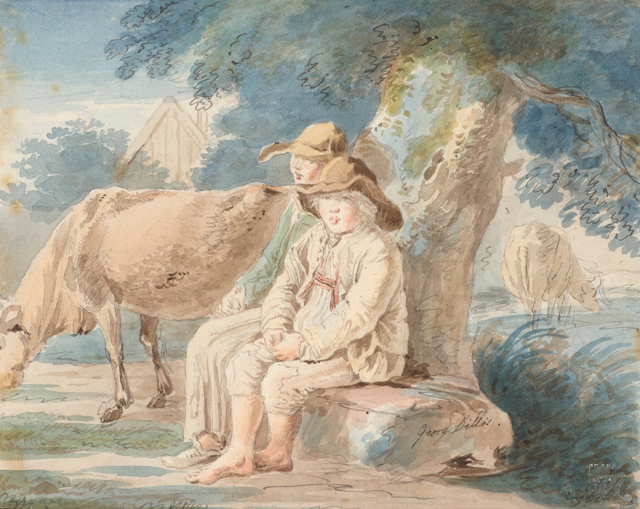 Rapazes debaixo de uma árvore de Johann Georg von Dillis