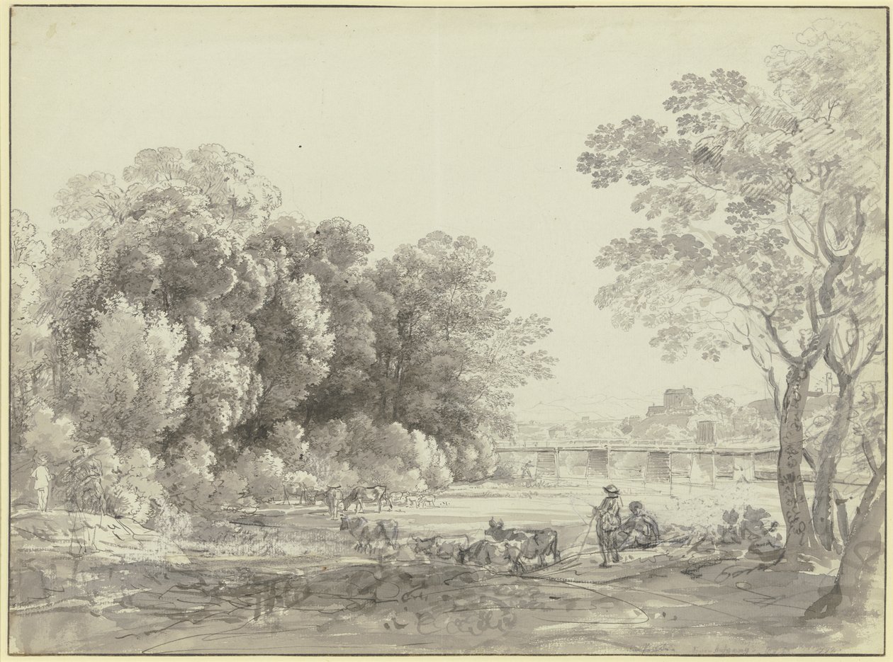 Ilha Prater em Munique de Johann Georg von Dillis
