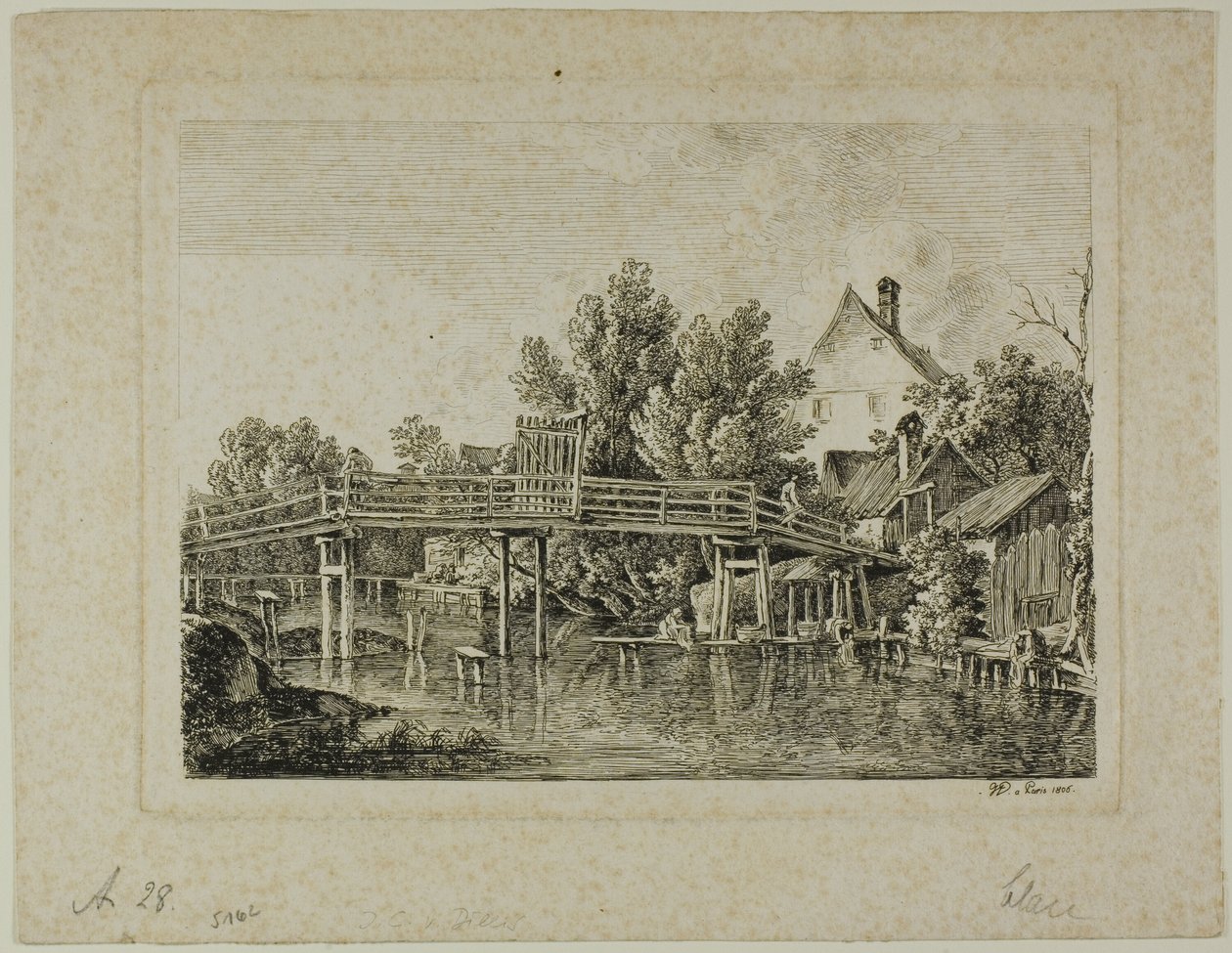 A pequena ponte sobre o Isar, Paris de Johann Georg von Dillis