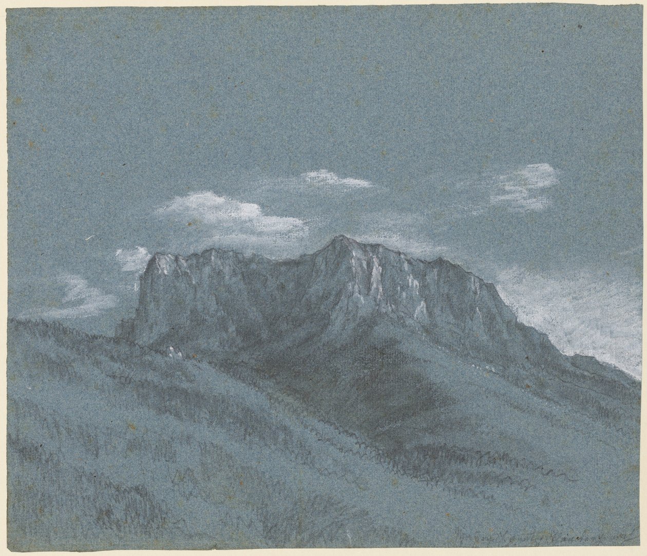 O Rauschberg, c.1800 (giz preto, grafite e guache branco) de Johann Georg von Dillis