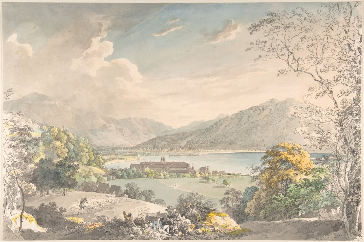 Vista do mosteiro de Tegernsee, vista do nordeste de Johann Georg von Dillis
