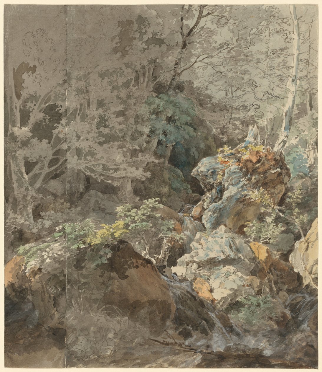Cachoeiras em uma floresta de montanha, 1797. de Johann Georg von Dillis