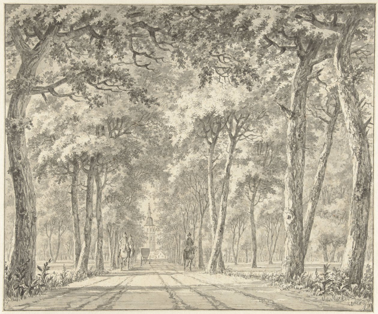 Vista de uma avenida com o Castelo de Karlsruhe de Johann Goll van Frankenstein (I)