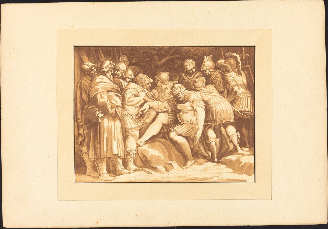 Morrer Epaminondas de Johann Gottlieb Prestel after Polidoro da Caravaggio