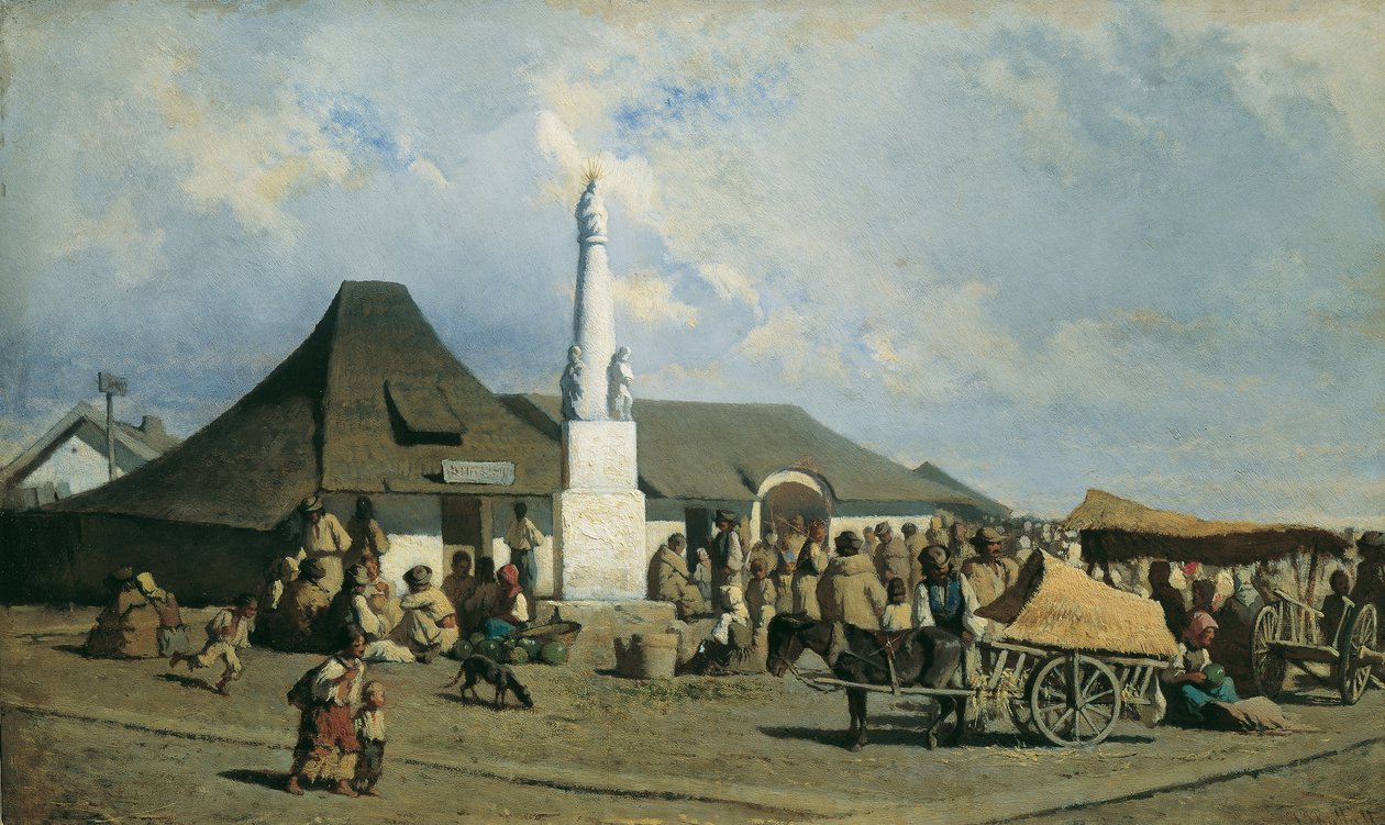 Praça do mercado em Szolnok de Johann Gualbert Raffalt